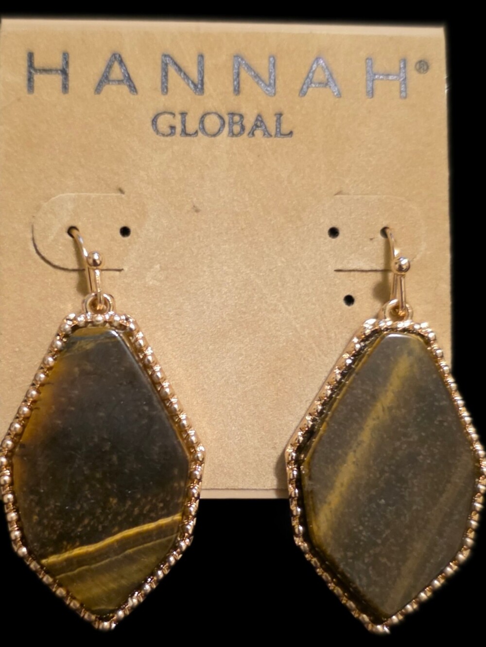 Brown/Olive Green Stone Drop Earrings
